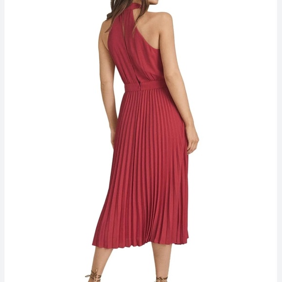 Reiss Pink Nina Halterneck Pleated Midi Dress size 6 - Picture 2 of 10